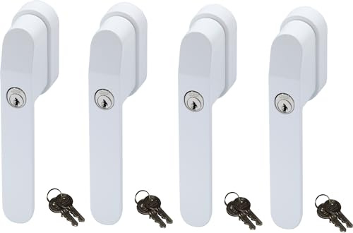 ABUS FG400W, abschließbarer Fenstergriff in weiß im Set 4 Stück, alle gleichschließend AL0125 mit acht Schlüsseln