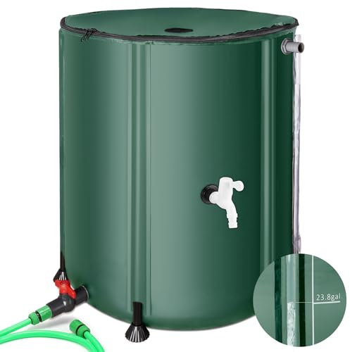 Barili di pioggia per raccogliere l'acqua piovana dalla grondaia, serbatoio portatile per l'acqua piovana, sistema di raccolta dell'acqua piovana, include filtro due beccucci e kit di troppopieno (53