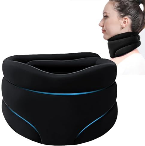 Raxfekro Soporte para el cuello para el dolor de cuello y apoyo, vendaje para el cuello, estirador de cuello de espuma suave, para dormir, dolor y presión para mujeres y hombres