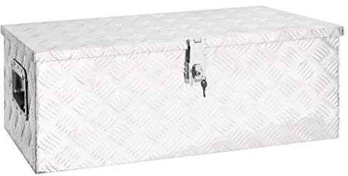 Boîte à Outils Boite de Rangement Transport Box Truckbox Aluminium, Truck Box Pour Remorque, Boîte en Alu Caisse de Transport Caisse de Rangement, Argenté 80x39x30 cm