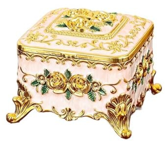 Leadigol Vintage-Schmuckkästchen, Schmuck-Organizer, Metall-Aufbewahrungsbox, Schatztruhe, Ringhalter, Ohrringe, Aufbewahrungsbox, dekorative Box