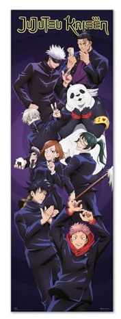 Grupo Erik Poster Türposter Jujutsu Kaisen Kunstdruck - Deko Wohnzimmer oder Deko Schlafzimmer - Deko Zimmer - Größe : 53 x 158 cm - Offizieller Jujutsu Kaisen Fanartikel