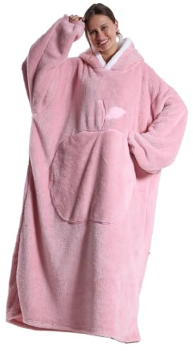 Kawoja Extra Long Oversized Blanket Hoodie,Wearable Blanket with Sleeves and Giant Pockets,Super Warm and Cozy Fleece Throw Sweatshirt for Women Men