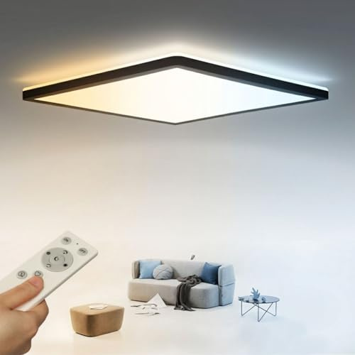 Epochglo LED Deckenleuchte Dimmbar mit Fernbedienung, LED Panel Eckig, 24 W, 2400 lm, 3000-6000 K, 30 cm, für Schlafzimmer/Küche/Wohnzimmer, Schwarz