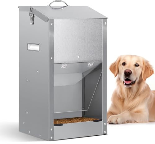 Automatic Dog Feeder Outdoor Auto Dog Food Dispenser Large Breed 11Kg Large Capacity Stainless Steel Gravity Automatic Pet Feeders For Dogs, Cats
