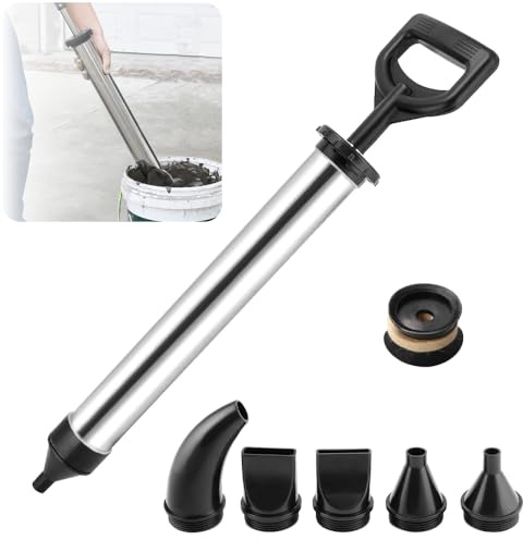 INREPRO Mortar Pointing Grouting Gun, Cement Caulking Pump with 5 Nozzles for Grouting of Doors & Windows, Stainless Steel Mortar Sprayer Applicator Tool for Grouting, Sealing, Joint Filling (Black)