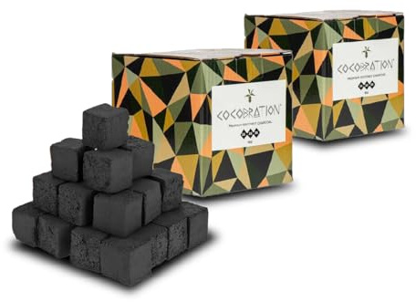 Cocobration Carbón Natural para Cachimba 1 kg – Cubos de 26 mm | Larga Duración + Sin Olor ni Sabor | Carbón de Coco Premium para Shisha (2 KG)