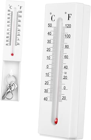 Gadpiparty Wandthermometer mit Schlüsselversteck für Draußen aus Kunststoff Vertikalthermometer für Zuhause mit Dualen Temperatureinheiten für Innen und Außen