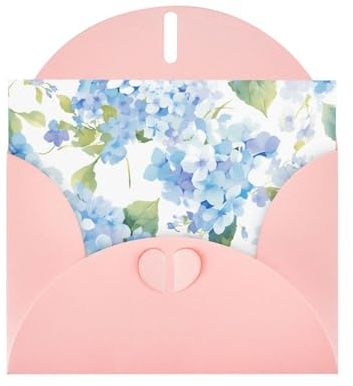 Pink KVCBUYK Carte de vœux avec impression aquarelle hortensia en papier nacré haut de gamme pour diverses occasions