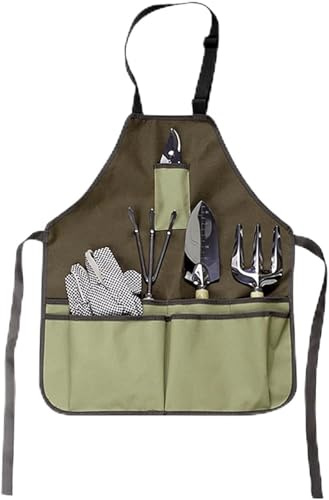 Arbeitsschürze, Holzbearbeitungs-, Tischler- und Handwerker-Werkzeugschürzen, 1 Stück, dunkelgrün, 45 x 55 cm, for Outdoor-Camping, verdickter Stoff, Gartenarbeit, multifunktionales Aufbewahrungs-Werk