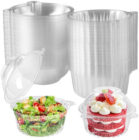 MEETOZ 100 Pack Cupcake Boxes for Baking, Clear PP Cupcake Containers Individual for Cupcakes, Large Muffin, Salad, Cheese, Suitable for Home Baking, Party, Wedding, Cake Shop