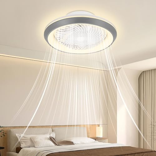 Sararoom LED Deckenventilator mit Beleuchtung, 360° Drehung Reversibel Deckenleuchte Ventilator, 75W Deckenlampe Dimmbar Fernbedienung APP, 6-Gang Timer Leise Lampe für Wohnzimmer Schlafzimmer Hof