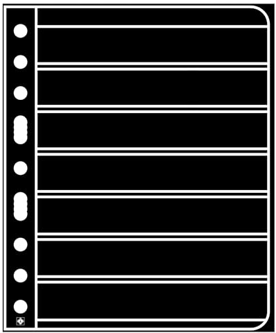LIGHTHOUSE- VARIO Stamp Pages for Stamp Albums, Black 9-Hole Binder Pages with 7 Pockets for Stamp Collection - Pack of 25