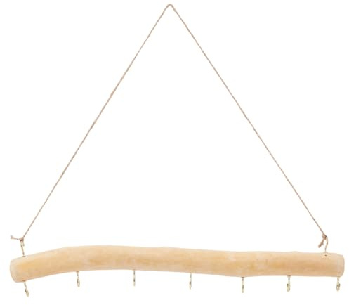 SOFPLATE 7 Haken 40CM Deko Holzstange mit Haken Natur Zweig zum Aufhängen Holzstange zum Aufhängen Treibholz Wandhaken Mit Bindfaden Vintage Deko Bündel Fensterdekoration Türhänger Fensterhänger