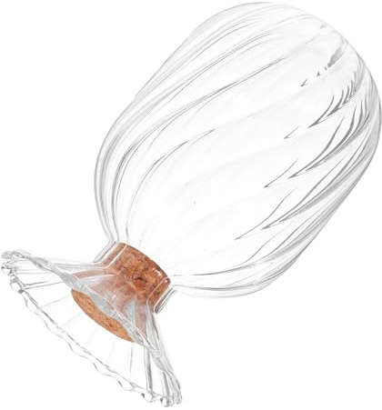 Cabilock Tarro Decorativo Tapa de Corcho, Diseño Transparente Elegante de Vidrio Forma de Hélice para Almacenamiento de Cerillas y Prevención de Humedad para Cocina y Sala