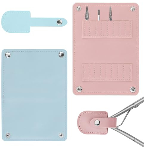 Diakey 4-pack nagelborrhållare väska och nagelbandstrimmerhylsa, 16 spår, nagelborrkronor, organiseringsfodral och nagelbandsklippare, förvaring, skydd, manikyr, också, Blått+rosa