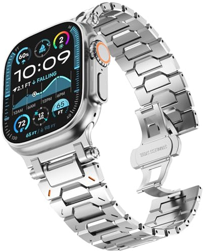 KADES 49mm 46mm 45mm 44mm 42mm(Serie 3 2 1) Kompatibel mit Apple Watch Armband,Edelstahl Gliederarmband Ersatzarmbänder Geeignet für iWatch Ultra 3 2 1, Series 11 10 9 8 7 6 5 4 3 2 1 SE, Silber