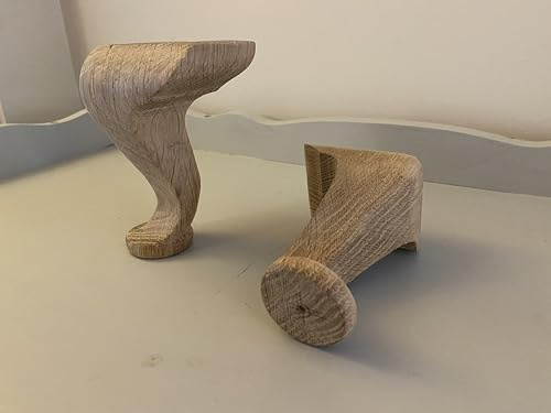 Set of 2 Queen Anne Solid Oak Furniture Legs – 6 Inch Handfinished Cabriolet Pad Foot Style by RLMAN – Replacement Legs for Sofa, Chair, Cabinet, Footstool, Bed, Ottoman