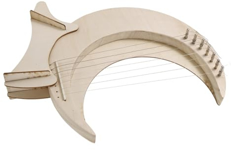Milisten Leierharfe Mondform mit 7 Saiten Tragbares Musikinstrument für Anfänger Kreatives Design und Einfache Handhabung für Musikliebhaber