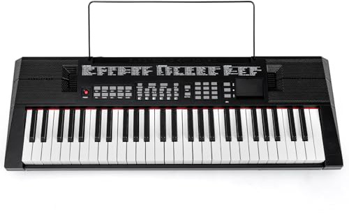 COSTWAY 54 Key Keyboard Piano, Portable Digital Piano with 200 Rhythms, 200 Tones, 60 Demos, 6 Percussion Sounds, LED Screen & Music Stand, Electric Piano for Beginners Kids Adults