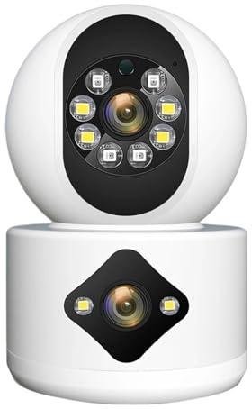 LLOOPK Telecamera di sicurezza, 4MP Dual Lens Macchina Fotografica Baby Monitor Doppio Schermo 4X Zoom Digitale Auto Tracking Ai Rilevamento Umano CCTV Interna video sorveglianza(4MP Add 32G SD Card)