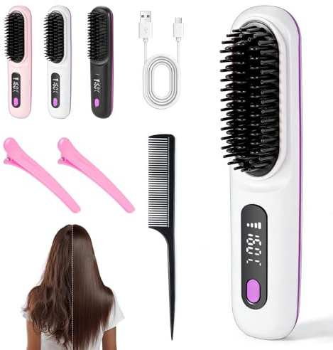 Cordless Hair Straighteners, USB Rechargeable, 3 Heat Settings