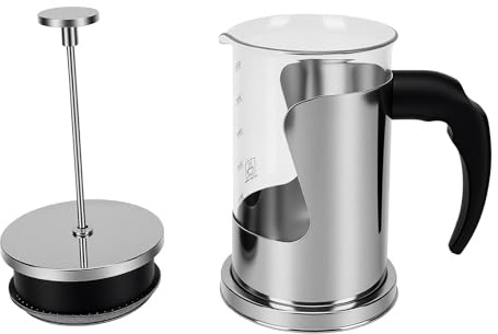 Pssopp Otras Herramientas y Accesorios de café, Francesa de Acero Inoxidable de 600 Ml, Prensa de café Portátil, para Cocina, Bar, Viajes, Camping, Regalos, Prensa Francesa, Francés (Acero