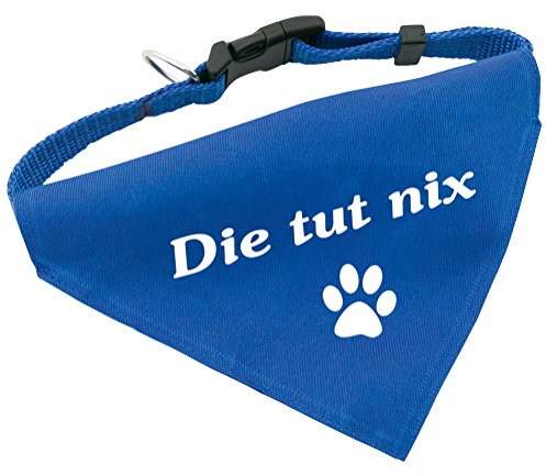 Hunde-Halsband mit Dreiecks-Tuch DIE TUT NIX, längenverstellbar von 32 - 55 cm, aus Polyester, in blau