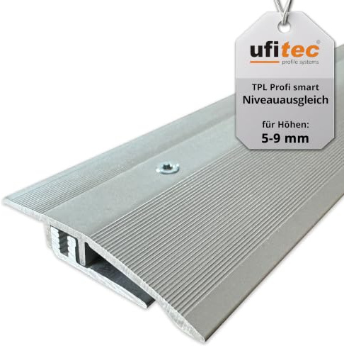 ufitec® Profi Smart Profilsystem für Vinylböden - geeignet für Belagshöhen von 5-9 mm - ALU eloxiert - SILBER - (Höhenausgleichsprofil - Länge: 270 cm, Silber)