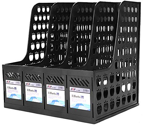 Stehsammler Schreibtisch Ablagefächer A4 Dokumentenablage Papier Organizer Ordner Dokumente Halter mit 4 Fächern Zeitschriftensammler Plastik Stehordner Ordnerhalter Büro Aktenablage Ablagesystem