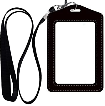 MYSUNBAR Leder Ausweishülle mit Lanyard, Ausweis JoJo mit Band für ID Badge Holder Business Ausstellung Büro Kartenhalter Busfahrkarten Hülle Schüler, Schwarz