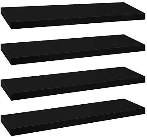 eSituro Wandregal, schwebendes schwarzes Regale für Wandmontage, 4er-Set Schweberegal Hängeregal Wandbrett im Wohnzimmer Schlafzimmer Küche Badezimmer, 70x3,8x22,9 cm