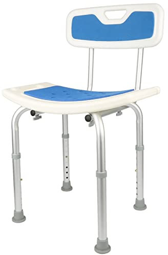GENPLUS Duschhocker, höhenverstellbar, rutschfest, aus Aluminium, für Alter und Schwangere (51 x 26 x 71 – 83 cm)