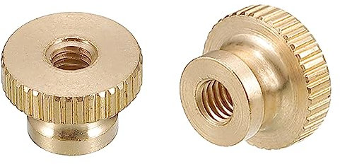 QUARKZMAN Zigrinato Pollice Dadi, 10pz M4 x D12mm x H8mm Ottone Zigrinato Dado con Collare Alto Testa Attraverso Foro Regolazione Dadi per Stampante 3D Parti