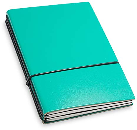 X17- A6 Terminplaner/Organizer 2026 Kalender | türkis/grün, recyceltem Leder. Austauschbare Hefte: Wochenkalender Classic + 1x Notizen blanko