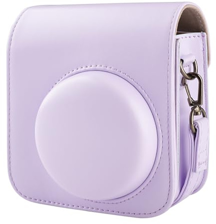 BriLumin Kameratasche für Fujifilm Mini 12, PU-Leder Schutzhülle Kompatibel mit Instax Mini Instant und Digital Hybrid Kamera (Lila)