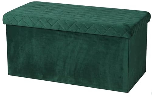 Urban living Kube Velour Sitzbank, faltbar, Smaragdgrün, 76 x 37,5 x 37,5 cm, B0CH18HRX1