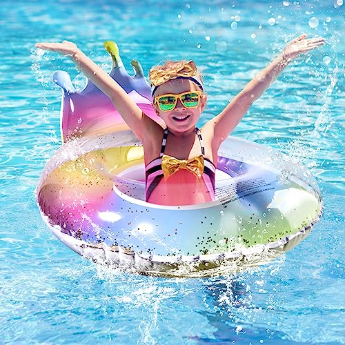 Glänzender Schwimmring Krone Pailletten Schwimmring, Aufblasbare Schwimmringe Luftmatratze Schwimmreifen, Aufblasbare Pool Float Inflation Schwimmring, Sommer-Pool-Party (70)