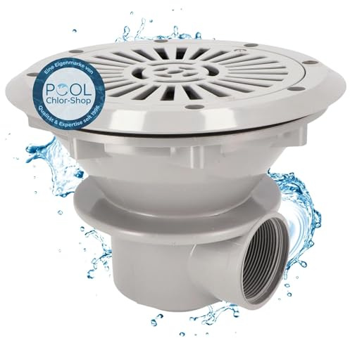 Duraol ABS Bodenablauf mit Deckel I Pool Hauptablauf inkl. Flansch, Dichtungen & Schrauben I Wasserablauf für alle Pools I Gesamtdurchmesser von 230 mm I Hochwertiges Pool Zubehör in Hellgrau