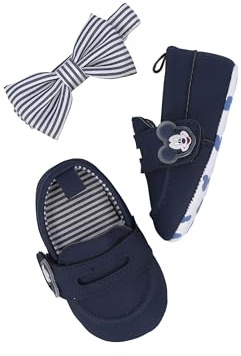 Ellepi Juego de zapatos pajarita mocasín Disney Mickey elegante bebé niño zapatillas antideslizantes calcetines niño zapatos primeros pasos niños invierno botines bautizo ceremonia, wx6125, 6-12 meses