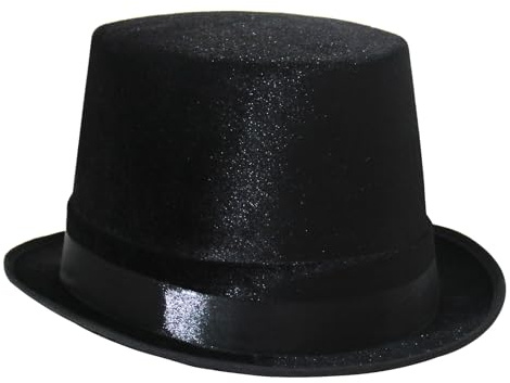 Carnavalife Sombrero Chistera de Copa de Fieltro Satén Gorro de Ronda Mago con Cinta de Raso para Adultos y Niños (Negro, Adulto (56-58cm))