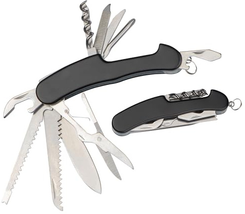 Taschenmesser / aus Edelstahl / 14tlg. mit Dosenöffner, Schere, Messer