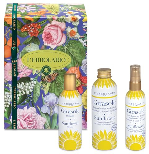 Erbolario - Confezione Regalo GIRASOLE Maxi Taglia - In Scatola Originale - 1 Profumo da 75 ml + 1 Bagnoschiuma da 300 ml + 1 Crema Corpo da 200 ml