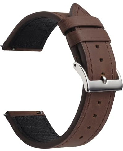 TODYSTRAP Uhrenarmband 20mm Leder, Schwarz Uhrenarmbänder für Herren, Ersatz Weiche Uhrenarmbänder, Smartwatch Armband mit Schließe Edelstahl, 18mm 20mm 22mm 24mm