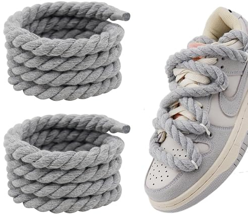 MAEXUS 1 par de cordones gruesos, cordones de cuerda de 8 mm, color blanco, 150 cm, redondos, cordones de cuerda para Air Force 1/zapatos de entrenamiento/zapatillas de running/zapatos