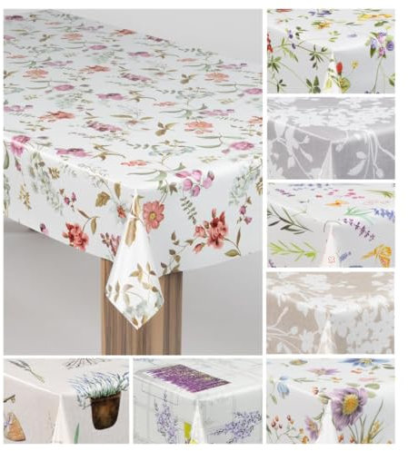laro Wachstuch-Tischdecke Wachstischdecke Gartentischdecke, Muster:Blumen Ranken Bunt, Größe:100x140