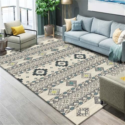 Teppich Kinderzimmer Mädchen Kinderzimmer Deko Teppich Nicht verblassendes graues geometrisches Design Balkonteppich Schalldämmung nicht verformend Balkon Teppich Wetterfest Webteppich 120X180CM