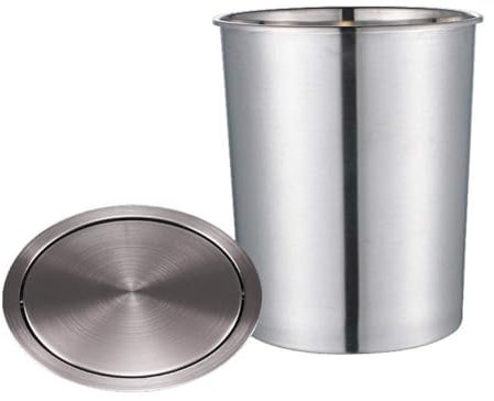OWOHYG Poubelles de Cuisine encastrées avec Couvercle à Rabat pivotant en Acier Inoxydable - Poubelle Ronde encastrée,