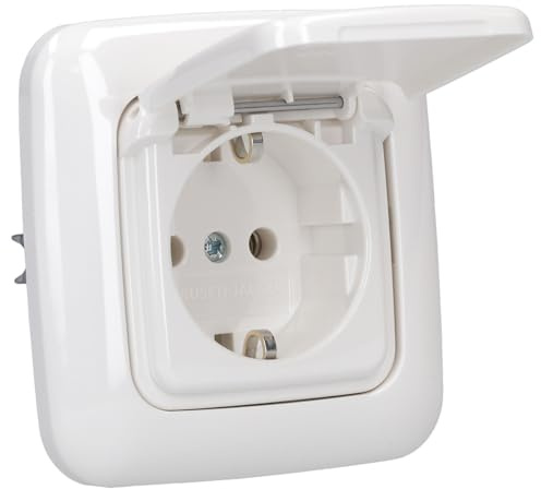 Busch-Jaeger Reflex SI Steckdosen-Set mit Klappdeckel 1-fach | 1× 20 EUK-214 SCHUKO Steckdose mit Klappdeckel + 1× 2511-214 Rahmen