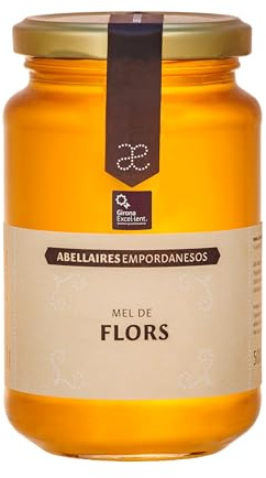 Miel de Flores. Origen Alt Empordà, Cataluña, España. 100% natural, artesana y sin pasteurizar. Miel directa del apicultor. (Tarro cristal 500 gr.)